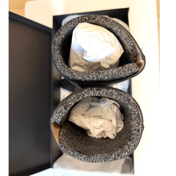 Inez Paloma Black Calf Boots Leather Knee High Block Heel Womens Size 6 - Picture 14 of 16